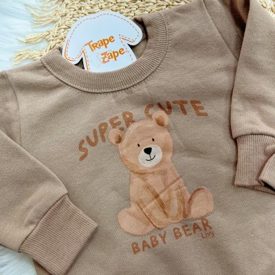 Conj. Casaco Super Cute Baby Bear e Calça - Marrom